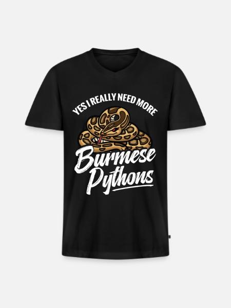Python-Liebhaber Schlangen-Mama Terrarium-Reptilien-Papa - Männer Premium Bio T-Shirt mit V-Ausschnitt - Schwarz