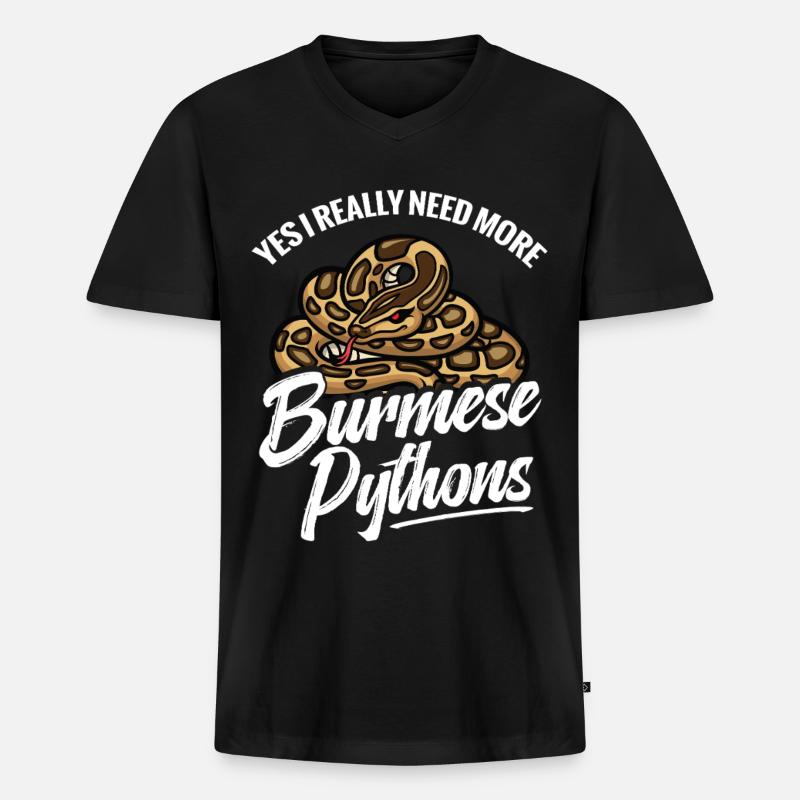 Python-Liebhaber Schlangen-Mama Terrarium-Reptilien-Papa - Männer Premium Bio T-Shirt mit V-Ausschnitt - Schwarz