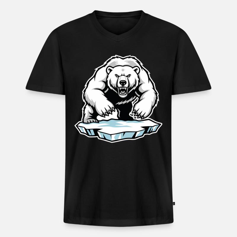 Arktischer Eisbär Maskottchen Maskottchen Bär - Männer Premium Bio T-Shirt mit V-Ausschnitt - Schwarz