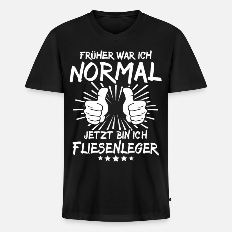 Fliesenleger - Männer Premium Bio T-Shirt mit V-Ausschnitt - Schwarz