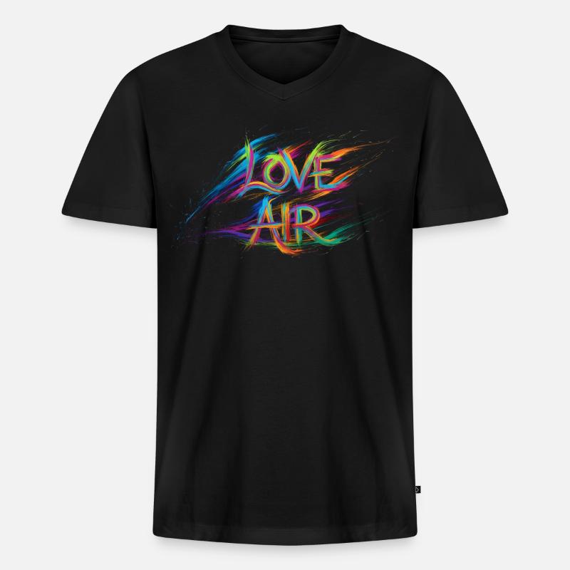 Farbenfrohe Liebesluft-Text-Gemälde - Männer Premium Bio T-Shirt mit V-Ausschnitt - Schwarz