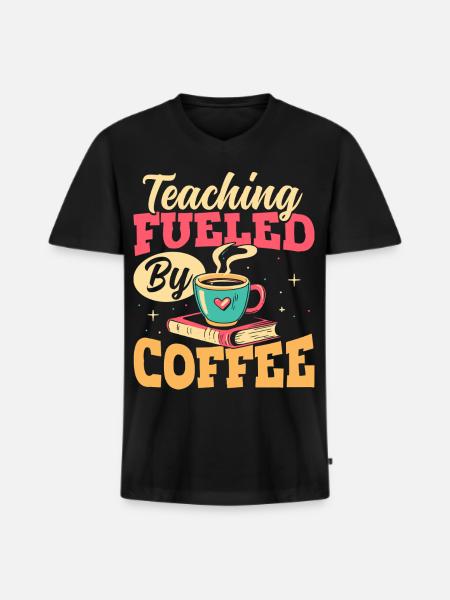 Der Unterricht Wird Von Kaffeepädagogen - Männer Premium Bio T-Shirt mit V-Ausschnitt - Schwarz