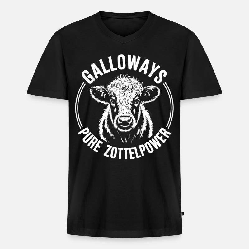 Galloway Rind Kopf - Männer Premium Bio T-Shirt mit V-Ausschnitt - Schwarz