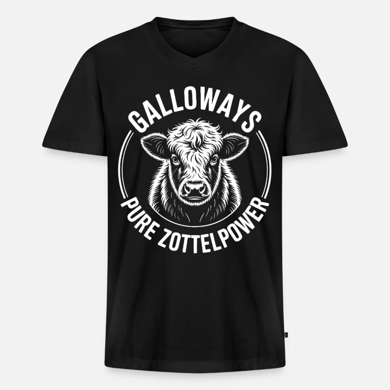 Galloway Rind Kopf - Männer Premium Bio T-Shirt mit V-Ausschnitt - Schwarz