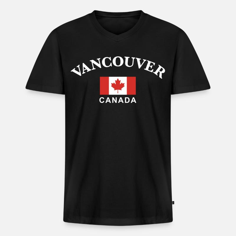 Vancouver, Kanada - MĂ€nner Premium Bio T-Shirt mit V-Ausschnitt - Schwarz