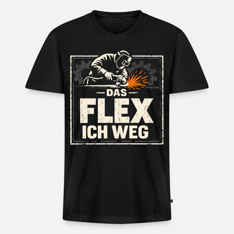 Schweißer Das Flex Ich Weg Geschenk - Männer Premium Bio T-Shirt mit V-Ausschnitt - Schwarz