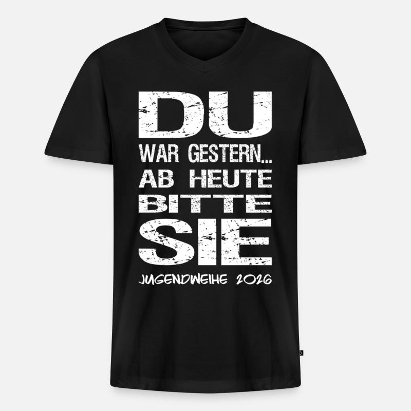 Jugendweihe - Jugendweihe 2026 - Männer Premium Bio T-Shirt mit V-Ausschnitt - Schwarz