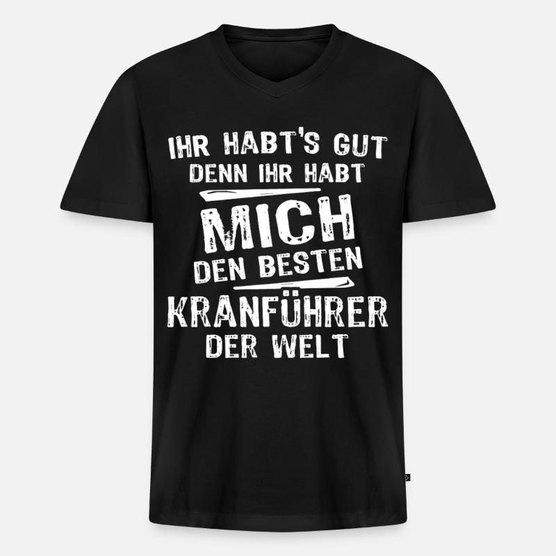 Kranführer - Männer Premium Bio T-Shirt mit V-Ausschnitt - Schwarz