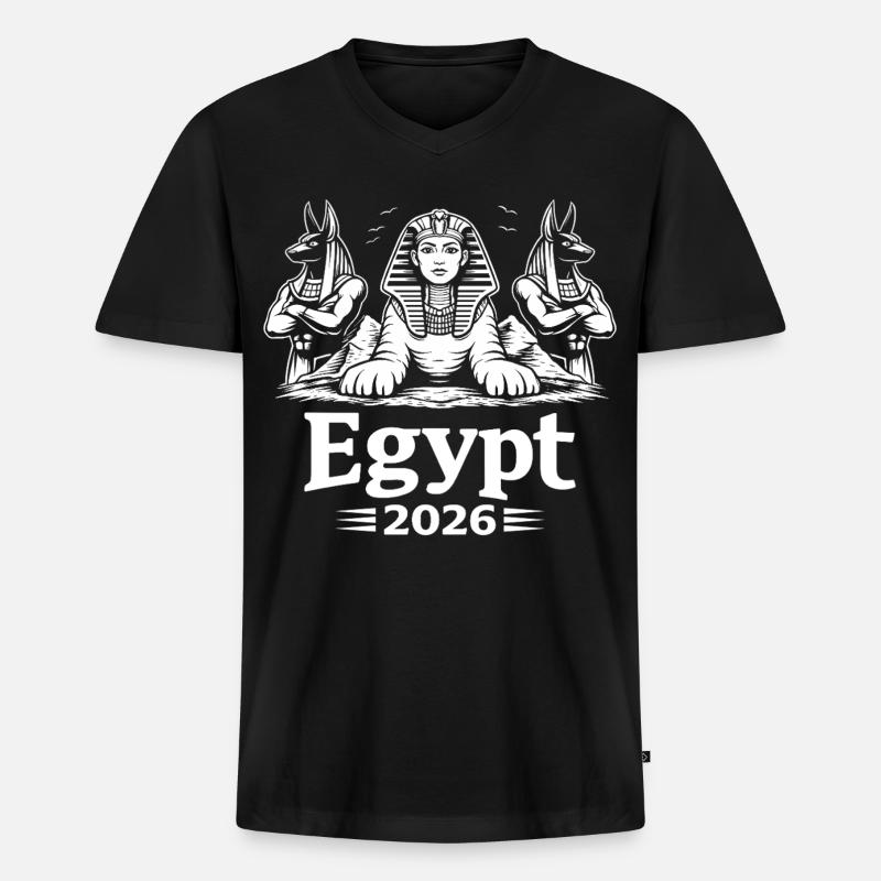 Sphinx Kleopatra Anubis Egypt 2026 Mystik - Männer Premium Bio T-Shirt mit V-Ausschnitt - Schwarz