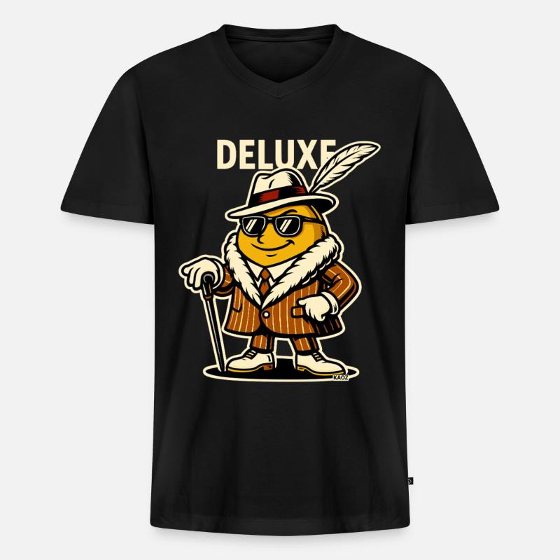 Deluxe Dapper Feather Typ - Männer Premium Bio T-Shirt mit V-Ausschnitt - Schwarz