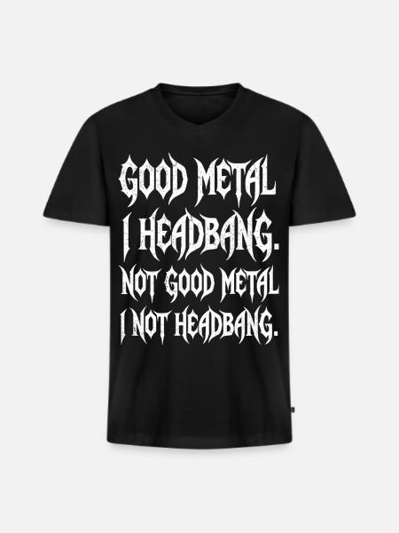Headbangen Spruch lustig Metalshirt - Männer Premium Bio T-Shirt mit V-Ausschnitt - Schwarz