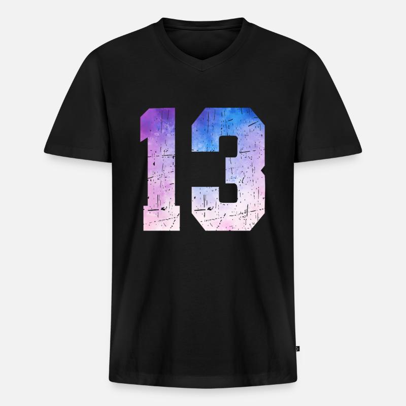 Ausgabe 13 – 13. Jubiläumsgeschenk - Männer Premium Bio T-Shirt mit V-Ausschnitt - Schwarz