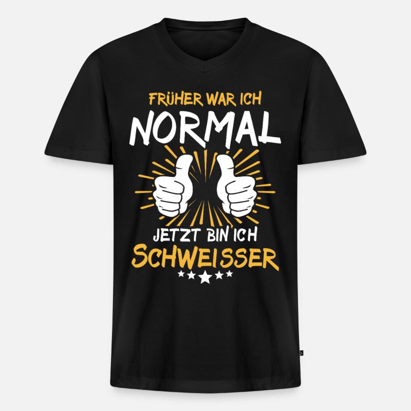 Schweisser Spruch - Männer Premium Bio T-Shirt mit V-Ausschnitt - Schwarz