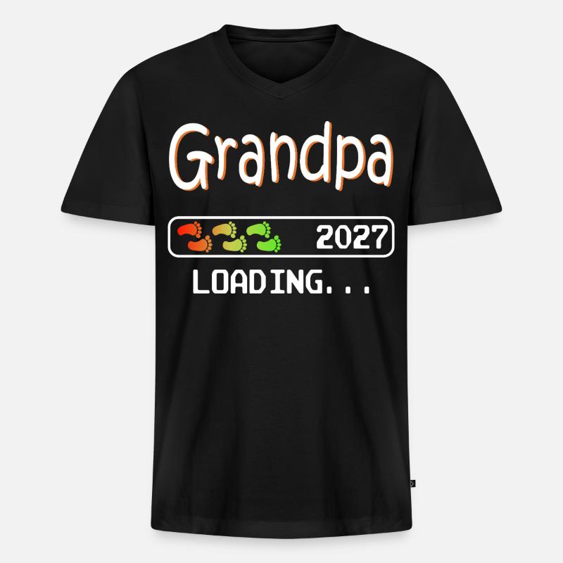 Werdender Opa 2027 loading zukünftiger Großvater - Männer Premium Bio T-Shirt mit V-Ausschnitt - Schwarz