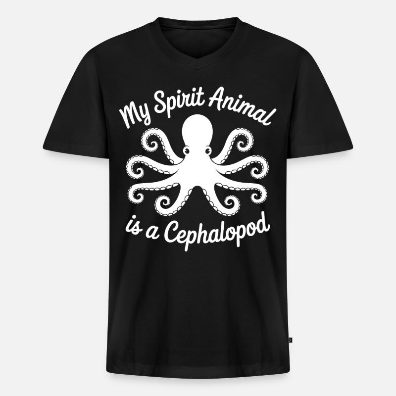 Oktopus Minimal Art - Männer Premium Bio T-Shirt mit V-Ausschnitt - Schwarz