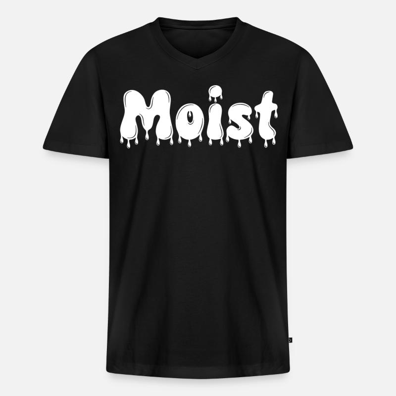 Feuchter tropfender Text - Männer Premium Bio T-Shirt mit V-Ausschnitt - Schwarz