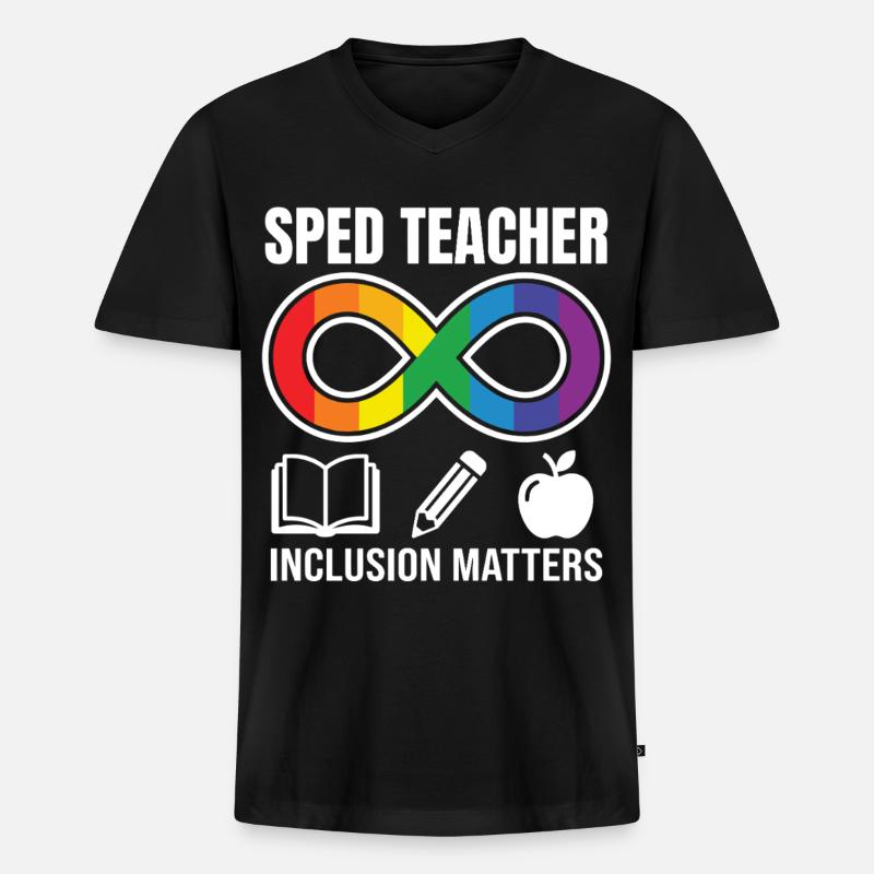 SPED Teacher Inclusion Matters - Männer Premium Bio T-Shirt mit V-Ausschnitt - Schwarz