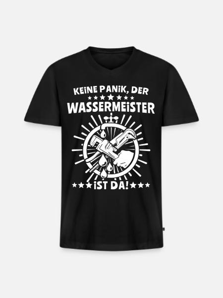 Wassermeister - Männer Premium Bio T-Shirt mit V-Ausschnitt - Schwarz
