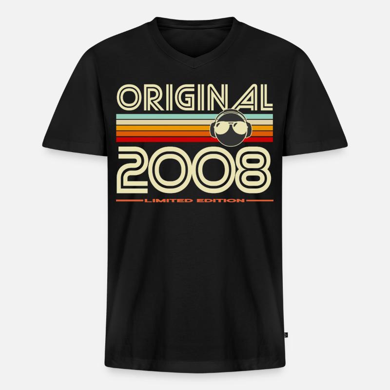 Originale Retro-Edition von 2008 - Männer Premium Bio T-Shirt mit V-Ausschnitt - Schwarz