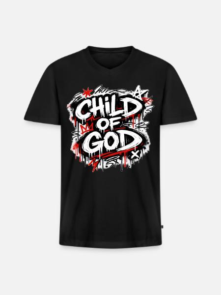 Child of God Graffiti Lettering - Men's Premium Organic T-shirt with V-neck - black