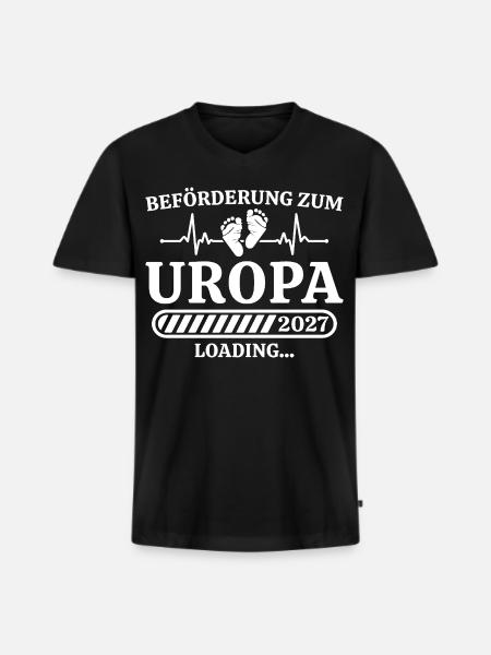 Uropa 2027 Loading – Geschenk Schwangerschaft - Männer Premium Bio T-Shirt mit V-Ausschnitt - Schwarz