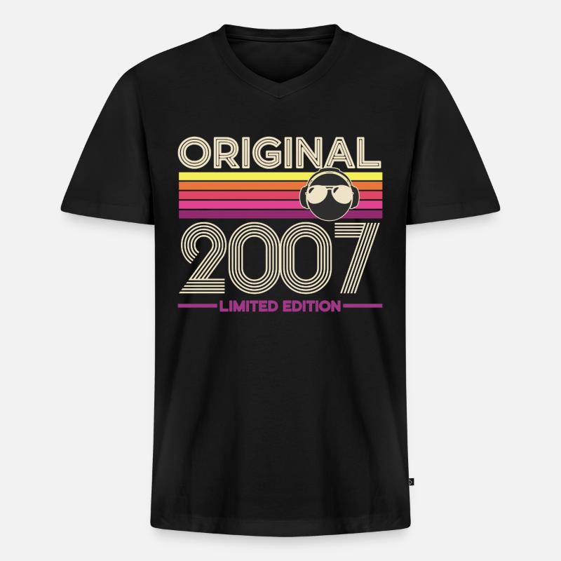 Original 2007 Limited Edition Retro - Männer Premium Bio T-Shirt mit V-Ausschnitt - Schwarz