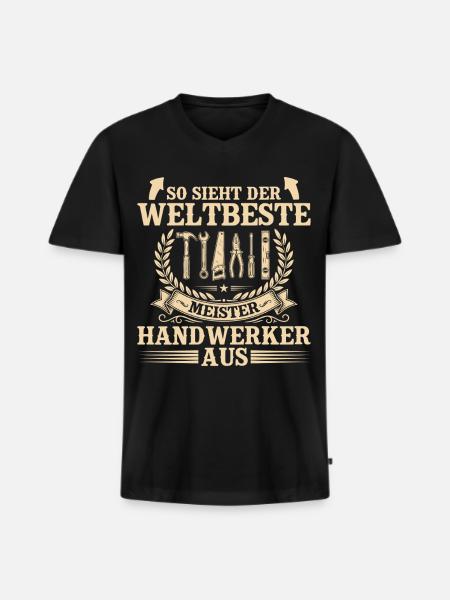 Weltbester Handwerker – Stolzer Meister Handwerk - Männer Premium Bio T-Shirt mit V-Ausschnitt - Schwarz