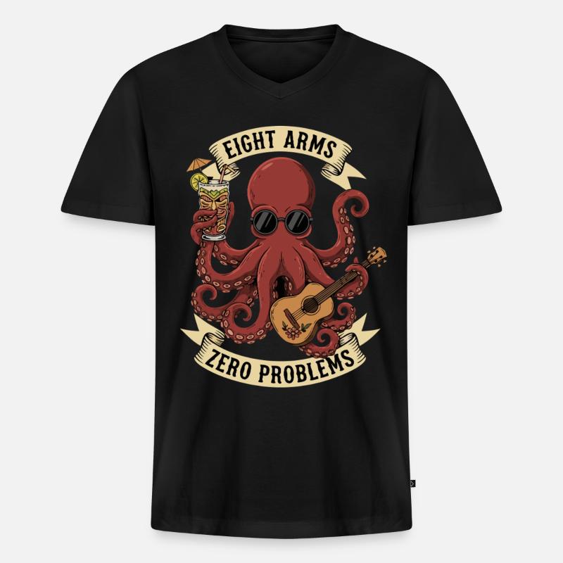 Eight Arms Zero Problems - Men's Premium Organic T-shirt with V-neck - black