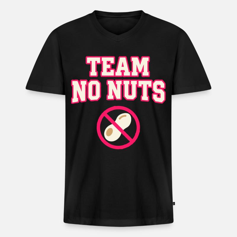 Team No Nuts mit Erdnuss Symbol - Männer Premium Bio T-Shirt mit V-Ausschnitt - Schwarz