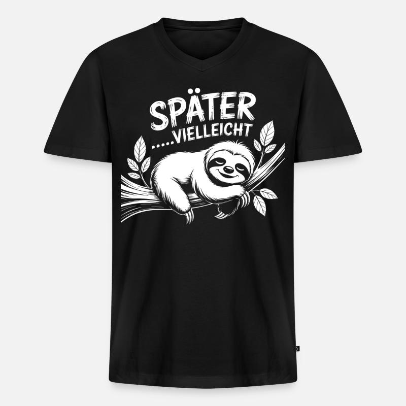 Heute nicht Sloth - Männer Premium Bio T-Shirt mit V-Ausschnitt - Schwarz