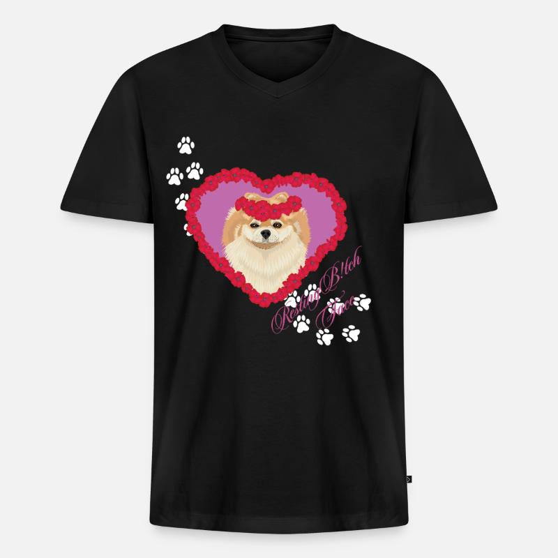 Ruhende Tch-Gesicht-Pomeranian - Männer Premium Bio T-Shirt mit V-Ausschnitt - Schwarz