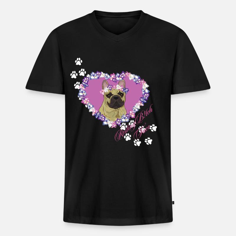 Ruhende B!tch Face Frenchie - Männer Premium Bio T-Shirt mit V-Ausschnitt - Schwarz