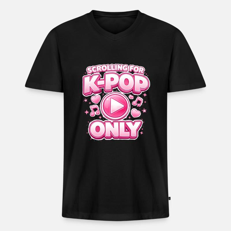 Scrolling For K Pop Only - Männer Premium Bio T-Shirt mit V-Ausschnitt - Schwarz