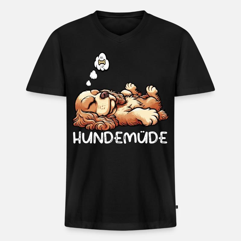 Hundemüde Cocker Spaniel Cockerhund Cockerbesitzer - Männer Premium Bio T-Shirt mit V-Ausschnitt - Schwarz