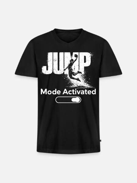 Mode saut, t-shirt activé Basket-dunk - T-shirt encolure en V Premium bio Homme - noir