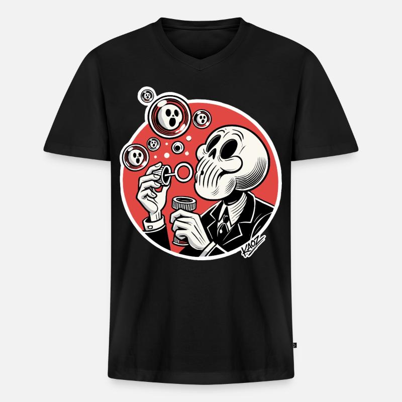 Skelettblasen-Illustration - Männer Premium Bio T-Shirt mit V-Ausschnitt - Schwarz