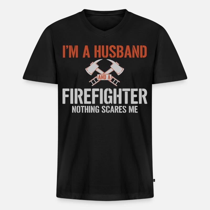 Ehemann Feuerwehrmann - Männer Premium Bio T-Shirt mit V-Ausschnitt - Schwarz
