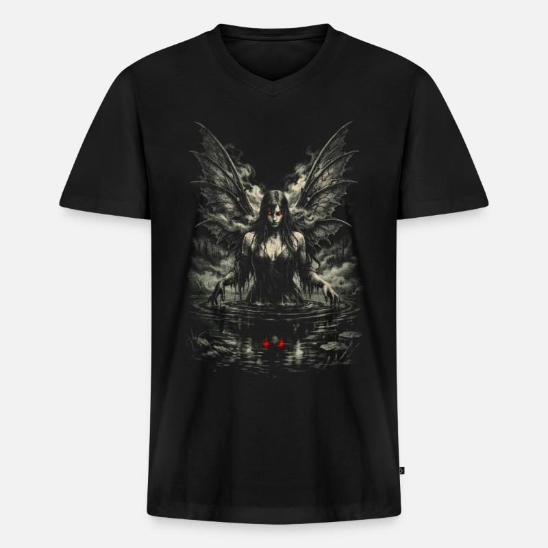 Fairycore Fee Gotisch - Männer Premium Bio T-Shirt mit V-Ausschnitt - Schwarz