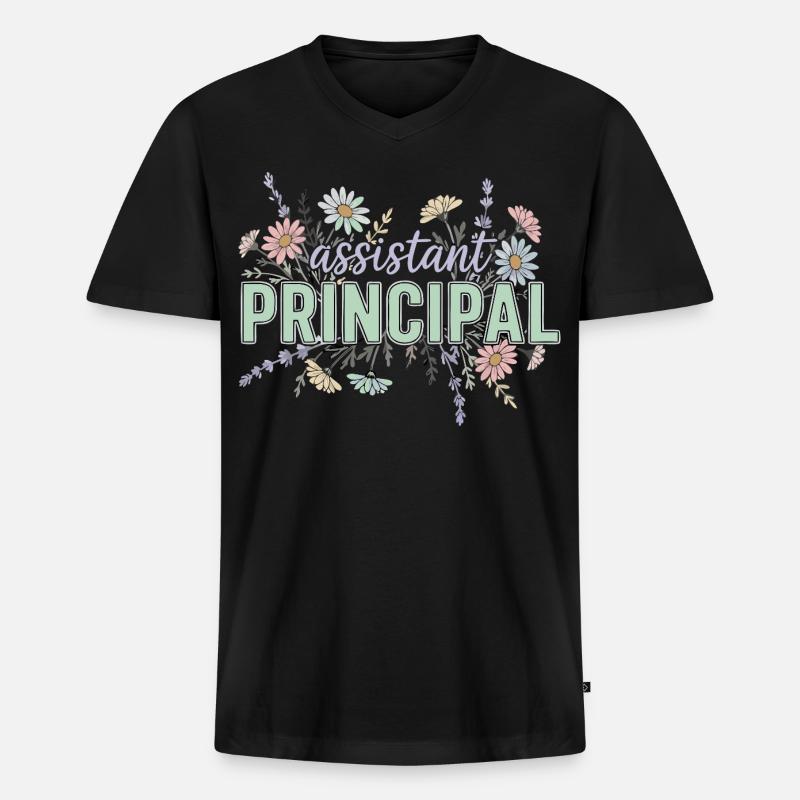 Konrektor Assistant Principal Blumen - Männer Premium Bio T-Shirt mit V-Ausschnitt - Schwarz