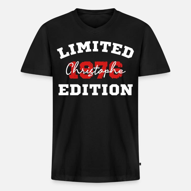 Limitierte Auflage 1076 Christophe - Männer Premium Bio T-Shirt mit V-Ausschnitt - Schwarz