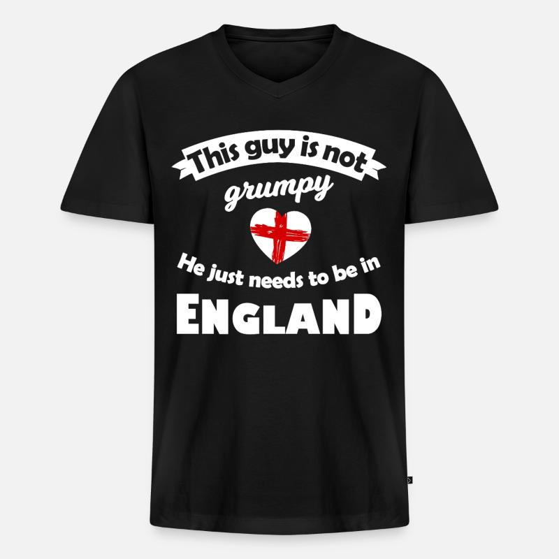 Not grumpy: He needs England - Men's Premium Organic T-shirt with V-neck - black