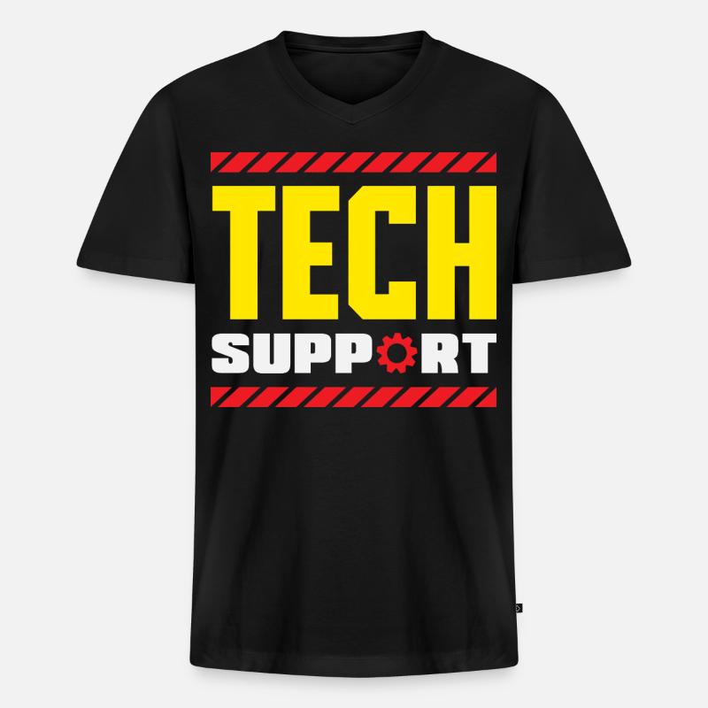 Tech Support Mitarbeiter Zahnrad Industrial - Männer Premium Bio T-Shirt mit V-Ausschnitt - Schwarz