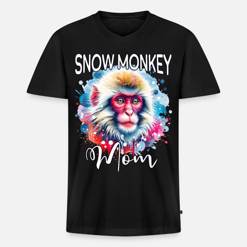 Schneeaffe Mama - Männer Premium Bio T-Shirt mit V-Ausschnitt - Schwarz