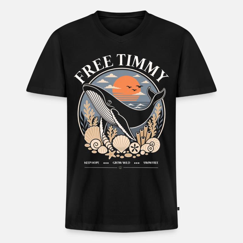 Buckelwal Timmy Hope Statement Merch - Männer Premium Bio T-Shirt mit V-Ausschnitt - Schwarz
