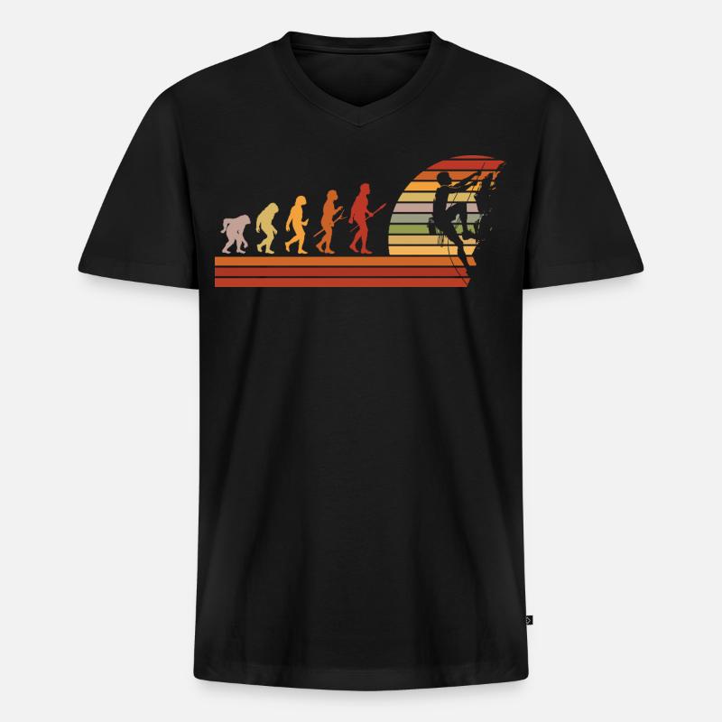 Evolution des Kletterns Retro Design - Männer Premium Bio T-Shirt mit V-Ausschnitt - Schwarz