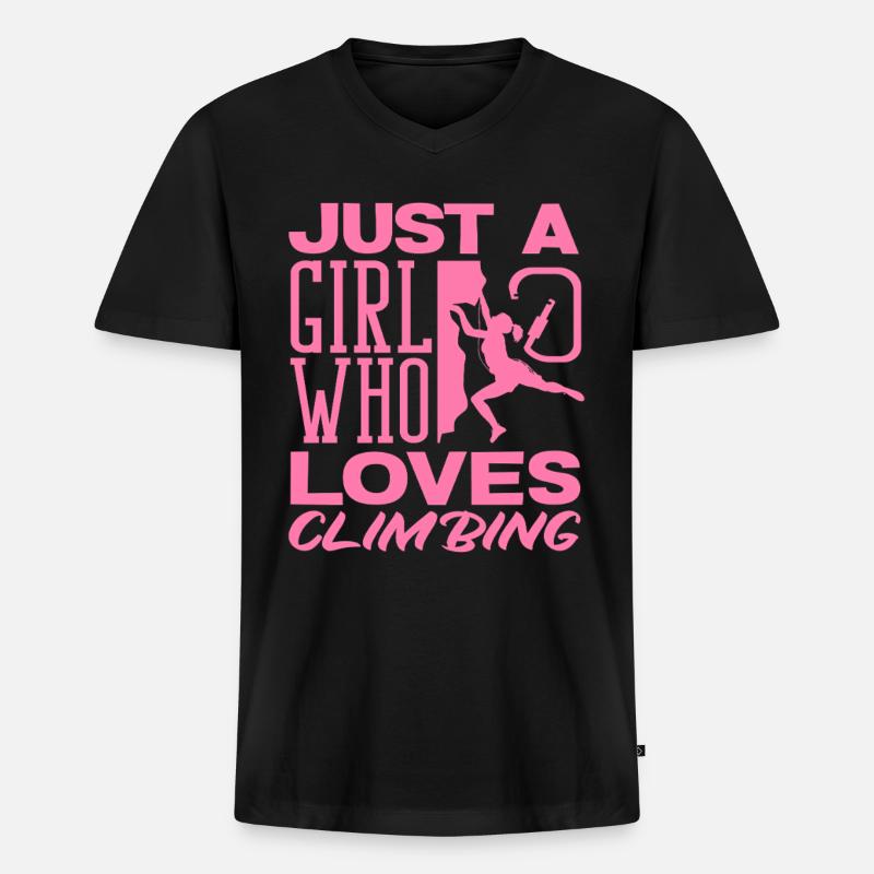 Ein Mädchen das Klettern liebt Pink - Männer Premium Bio T-Shirt mit V-Ausschnitt - Schwarz