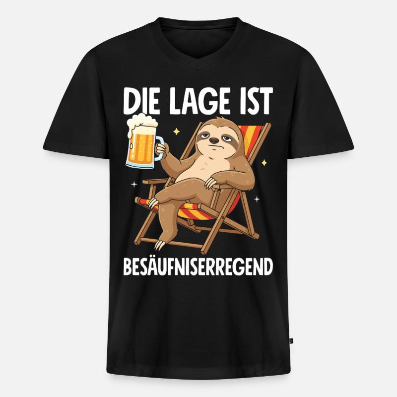 Die Lage Ist Besäufniserregend - Männer Premium Bio T-Shirt mit V-Ausschnitt - Schwarz