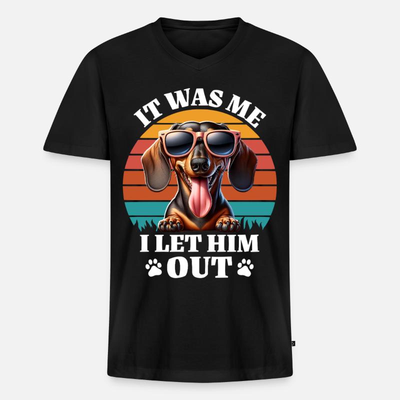 Lustige Dackel Sprüche - Männer Premium Bio T-Shirt mit V-Ausschnitt - Schwarz