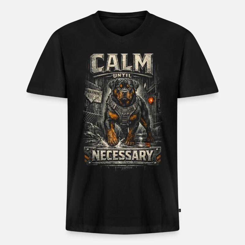 Rottweiler Hund Calm Until Necessary - Männer Premium Bio T-Shirt mit V-Ausschnitt - Schwarz