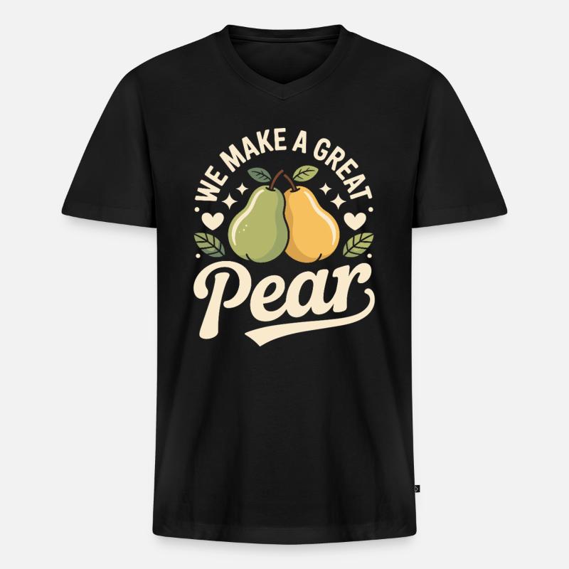 We Make A Great Pear - Männer Premium Bio T-Shirt mit V-Ausschnitt - Schwarz